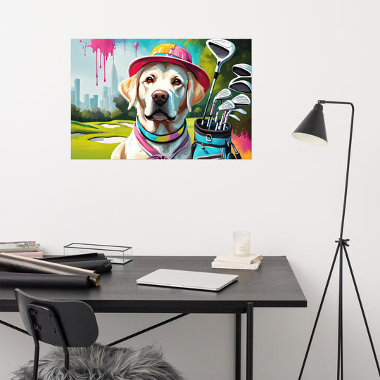 Photo paper poster-Labrador Retriever Golfer V15