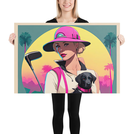 Photo paper poster-Labrador Retriever Golfer V2