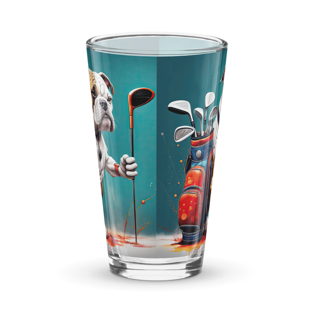 Bulldog Golfer- Shaker pint glass