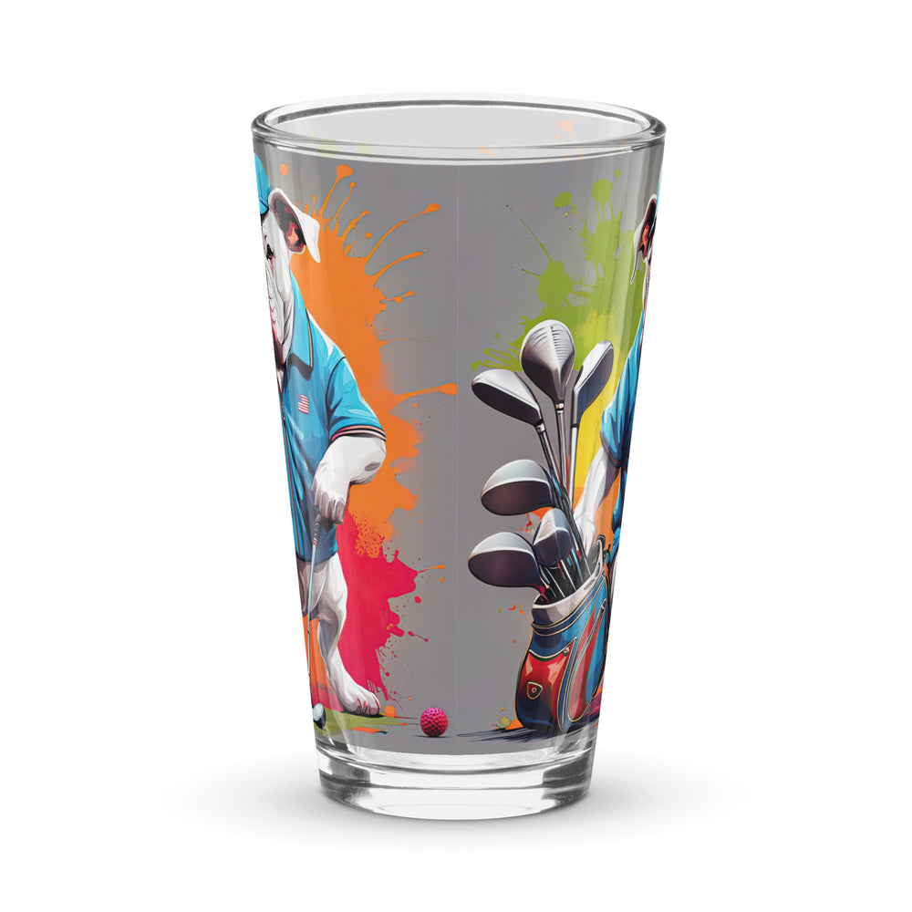 Bulldog Golfer- Shaker pint glass v3