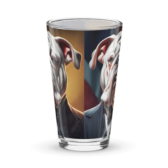 Bulldog Golfer- Shaker pint glass v4