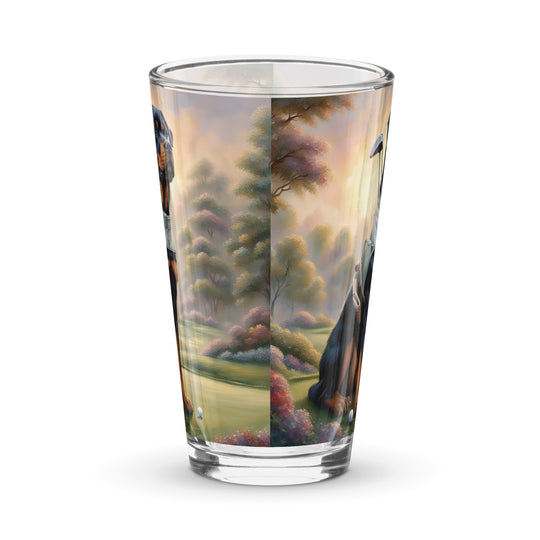 Rottweiler Golfer- Shaker Pint Glass v3