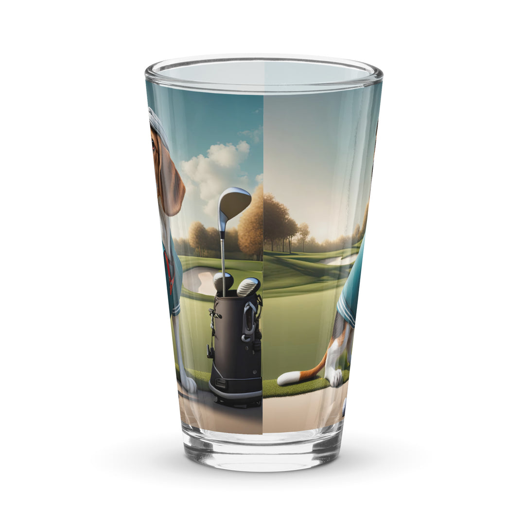 Beagle Golfer- Shaker pint glass v2