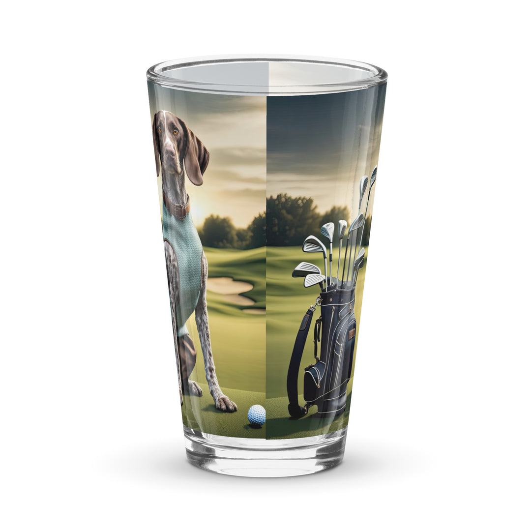 German Shorthaired Pointer Golfer- Shaker pint glass v2