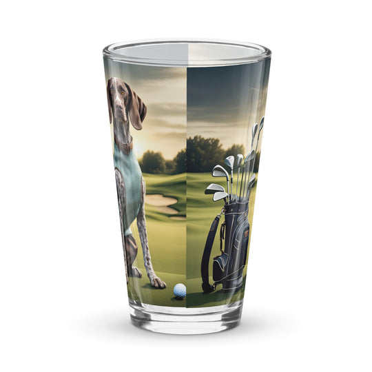 German Shorthaired Pointer Golfer- Shaker pint glass v2