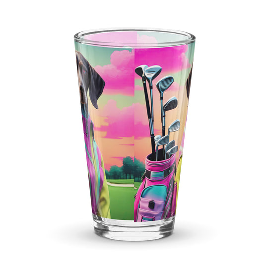 German Shorthaired Pointer Golfer- Shaker pint glass v3