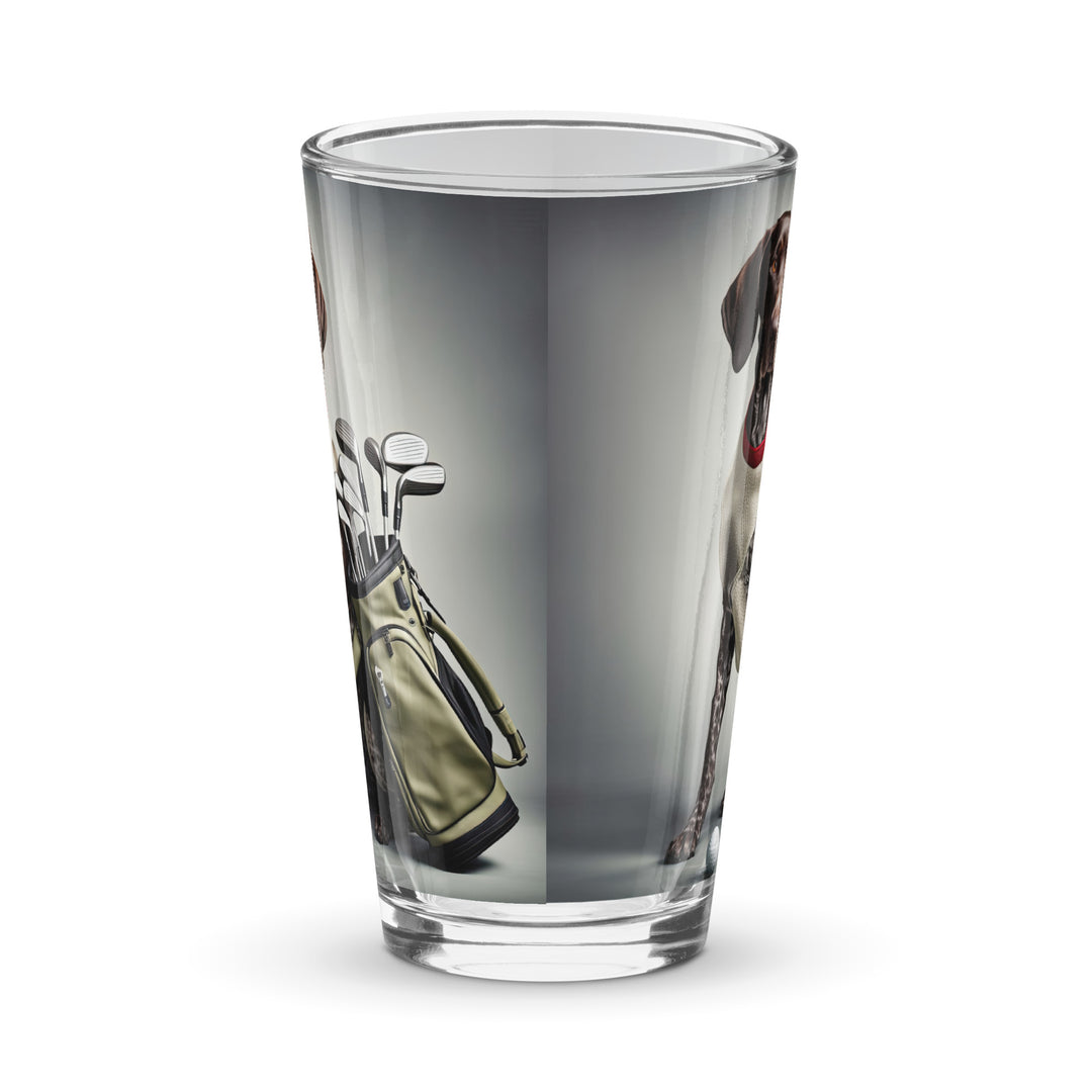 German Shorthaired Pointer Golfer- Shaker pint glass v4