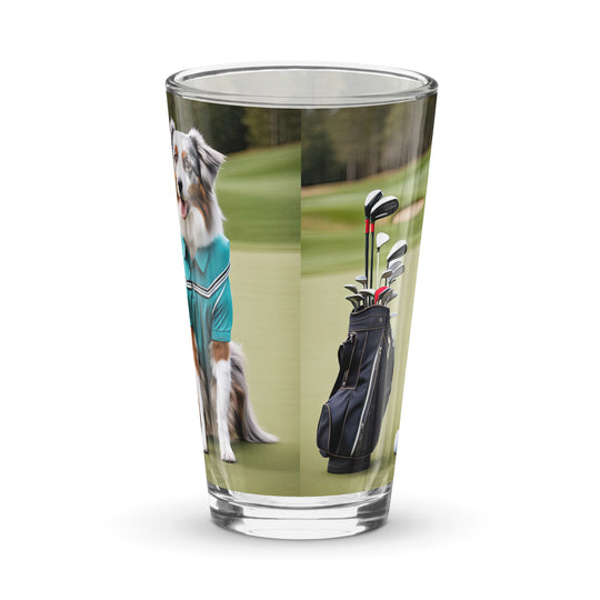 Australian Shepherd Golfer- Shaker pint glass v4