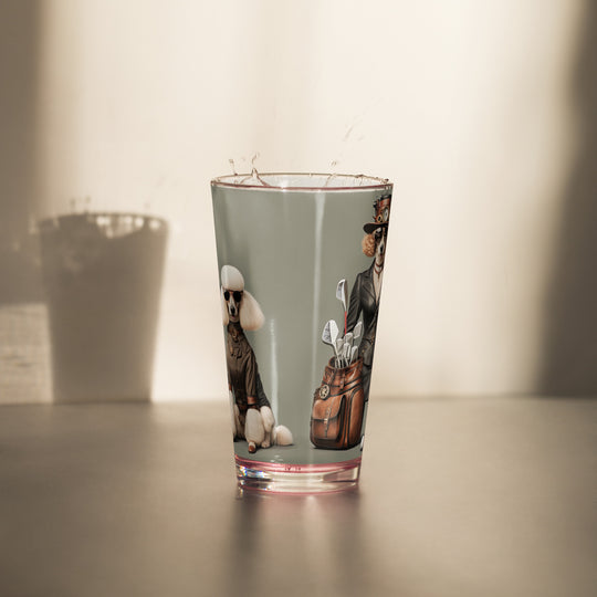 Poodle Golfer- Shaker Pint Glass v2