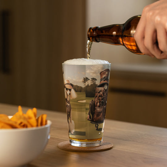 Poodle Golfer- Shaker Pint Glass v3