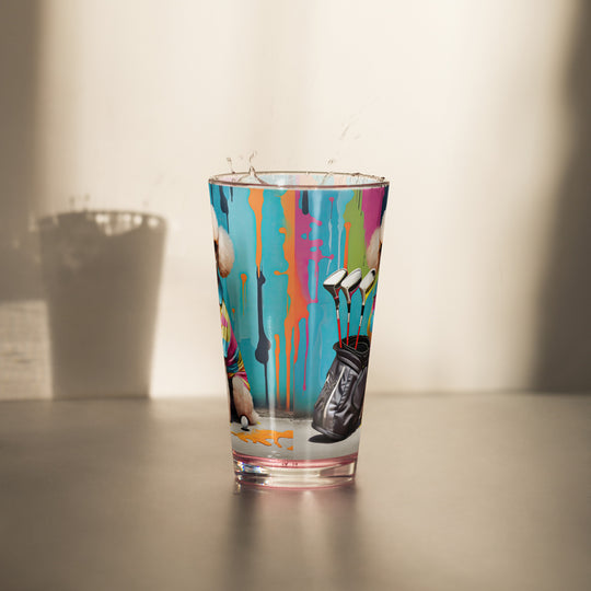 Poodle Golfer- Shaker Pint Glass v4