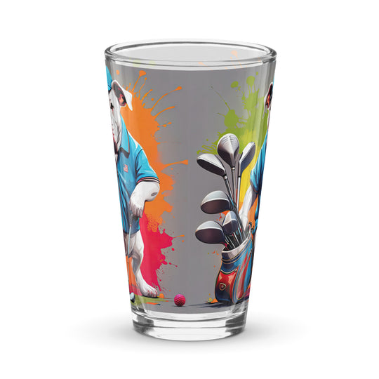 Bulldog Golfer- Shaker pint glass v3