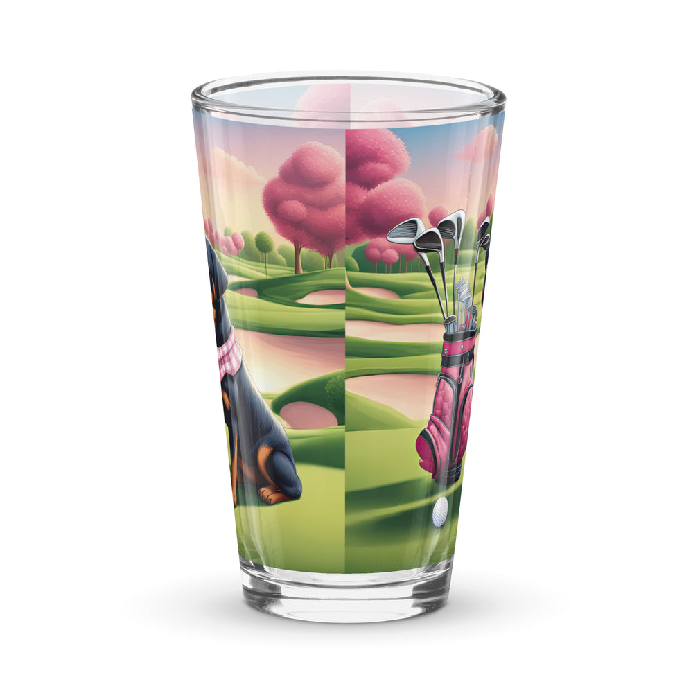 Rottweiler Golfer- Shaker Pint Glass