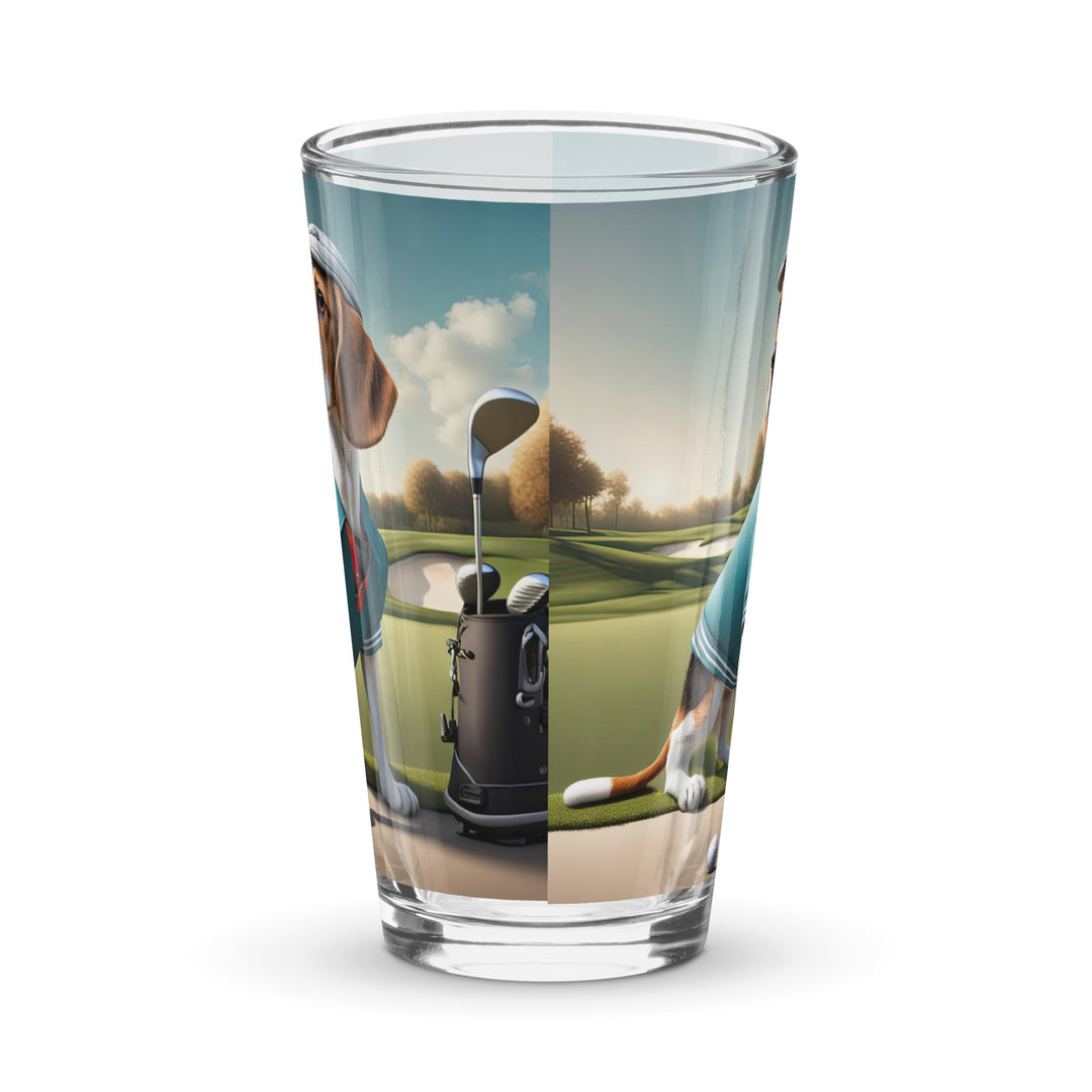 Beagle Golfer- Shaker pint glass v2