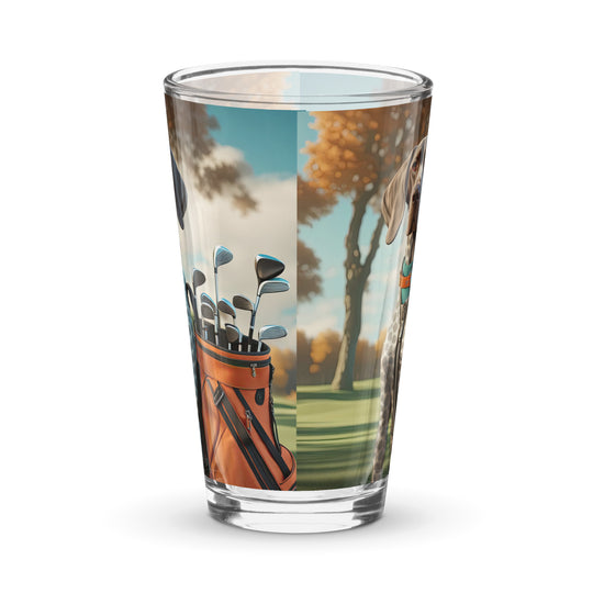 German Shorthaired Pointer Golfer- Shaker pint glass