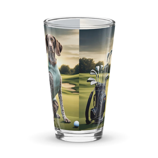 German Shorthaired Pointer Golfer- Shaker pint glass v2