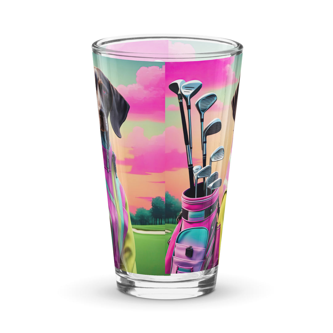 German Shorthaired Pointer Golfer- Shaker pint glass v3