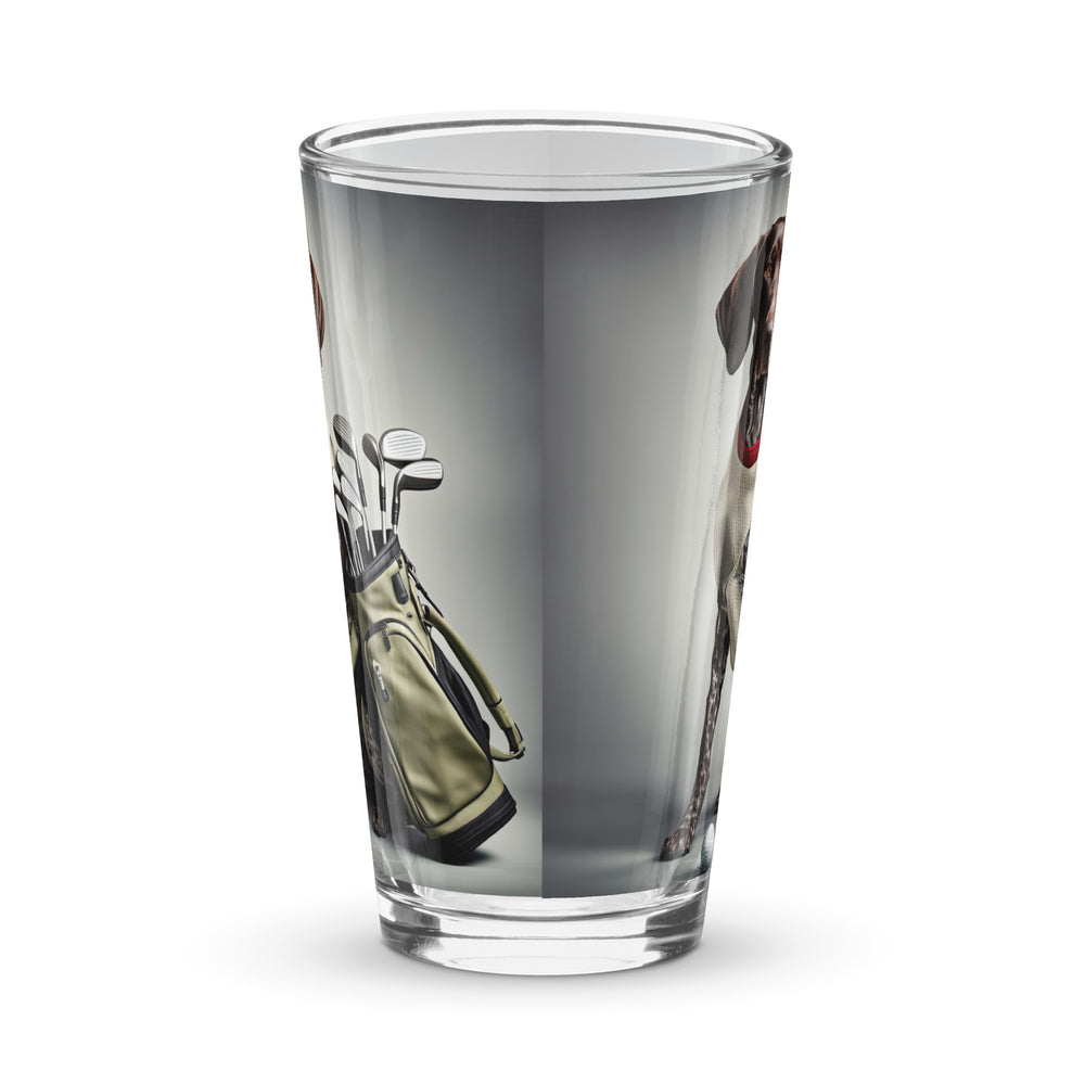 German Shorthaired Pointer Golfer- Shaker pint glass v4