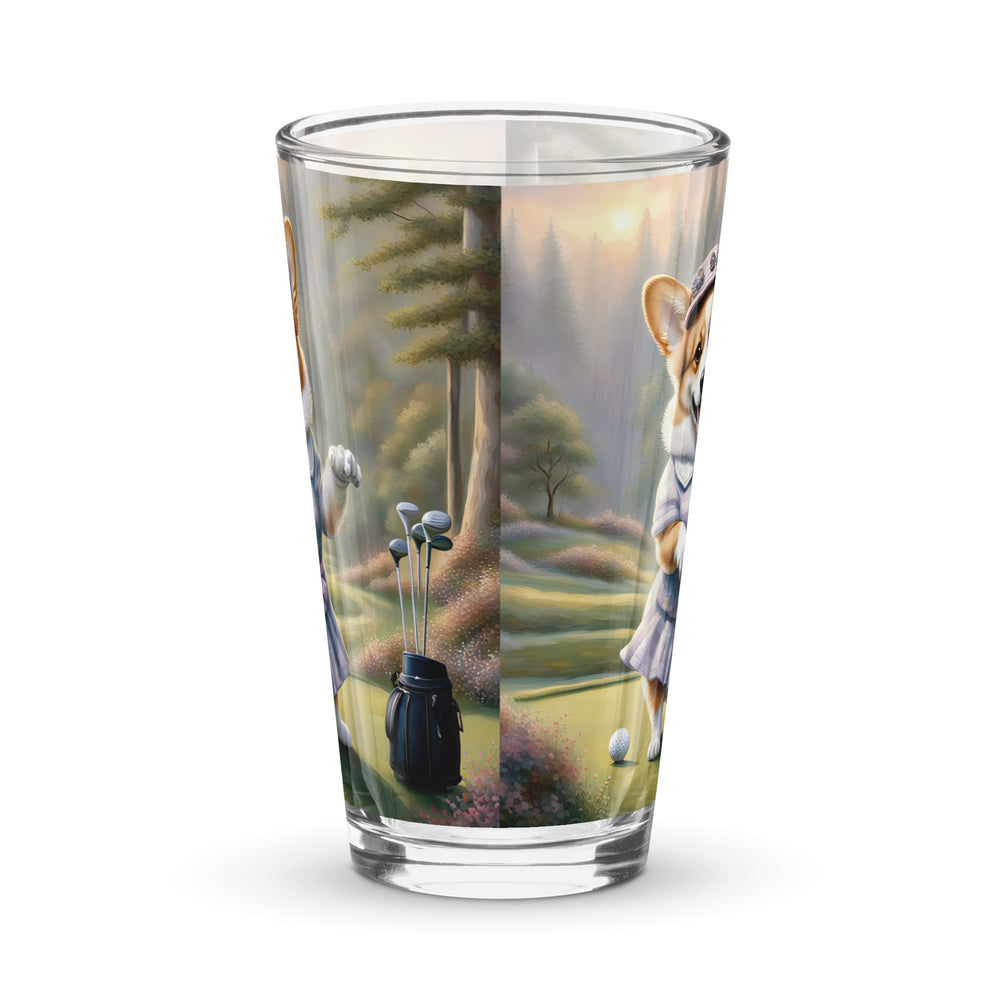 Pembroke Welsh Corgi Golfer- Shaker pint glass v2