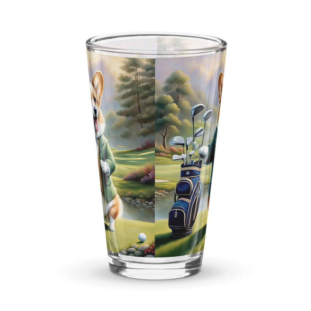 Pembroke Welsh Corgi Golfer- Shaker pint glass v4