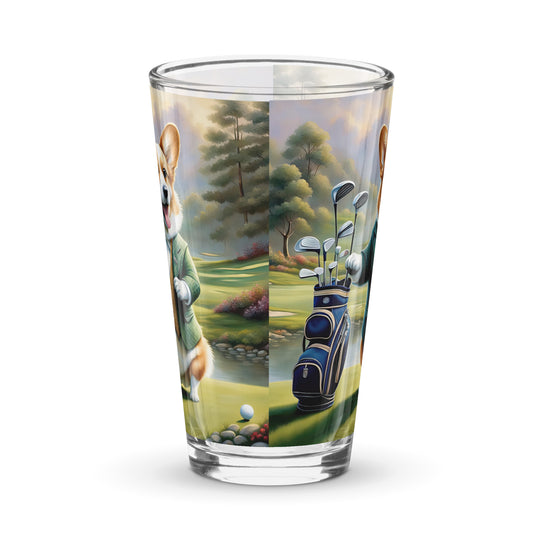 Pembroke Welsh Corgi Golfer- Shaker pint glass v4
