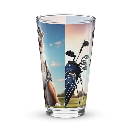 Australian Shepherd Golfer- Shaker pint glass