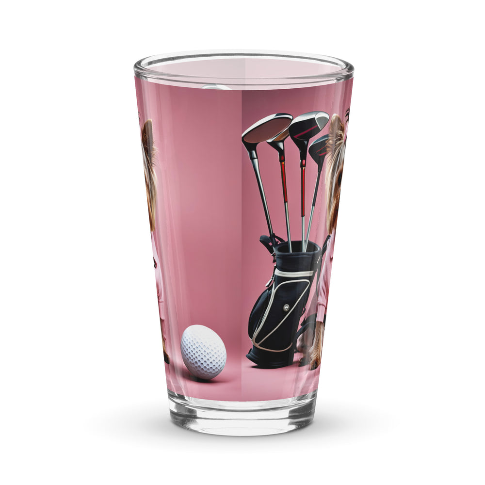 Yorkshire Terrier Golfer- Shaker pint glass