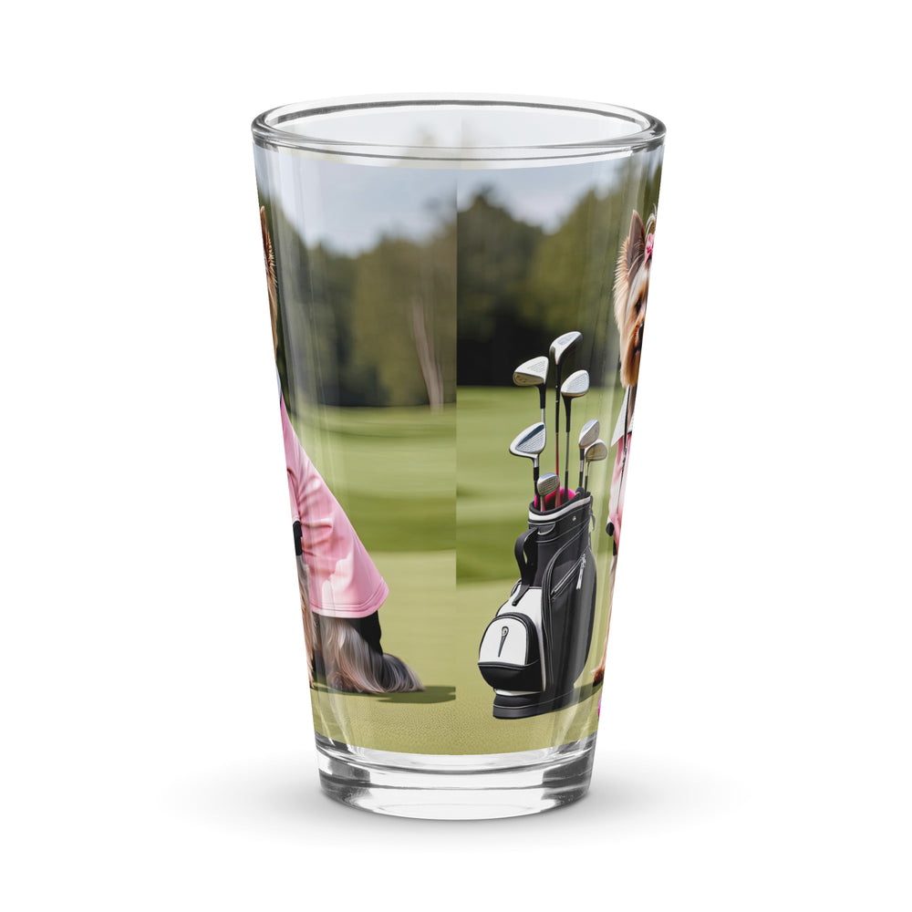 Yorkshire Terrier Golfer- Shaker pint glass v2