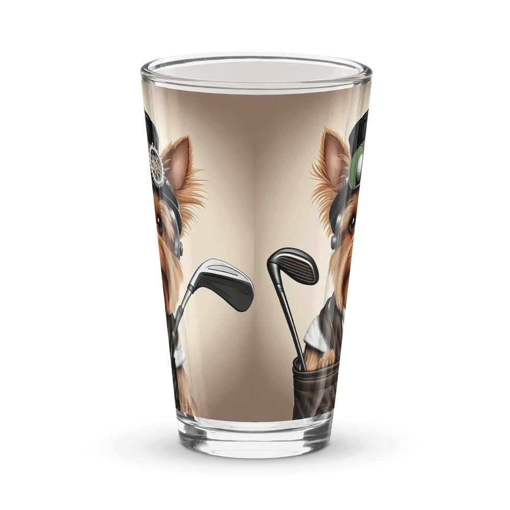 Yorkshire Terrier Golfer- Shaker pint glass v3
