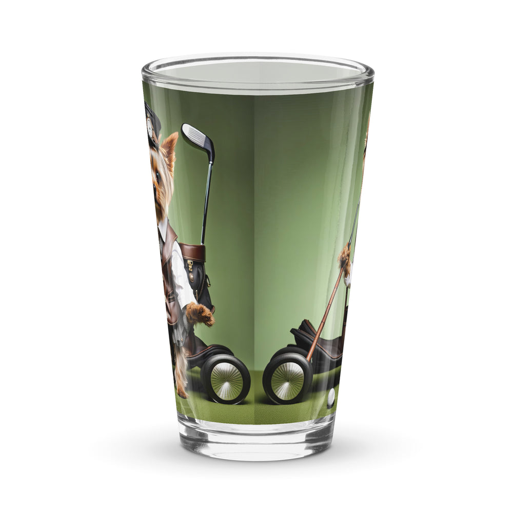 Yorkshire Terrier Golfer- Shaker pint glass v4