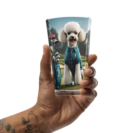 Poodle Golfer- Shaker Pint Glass