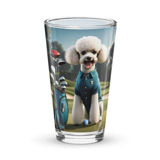 Poodle Golfer- Shaker Pint Glass