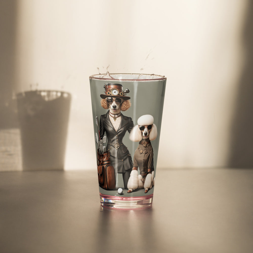 Poodle Golfer- Shaker Pint Glass v2
