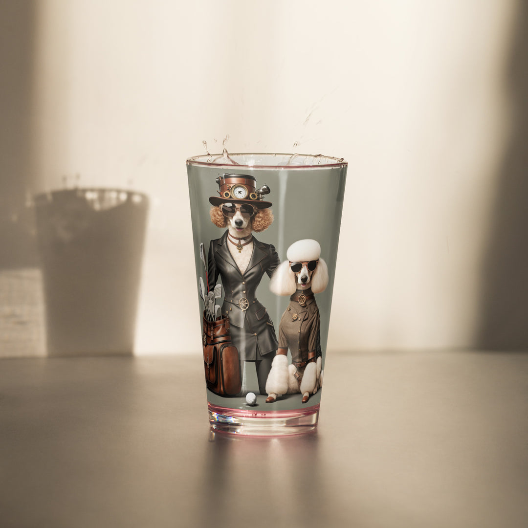 Poodle Golfer- Shaker Pint Glass v2