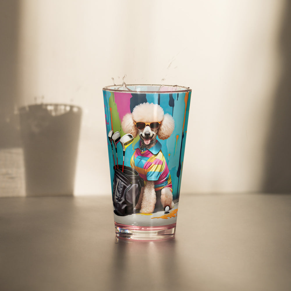 Poodle Golfer- Shaker Pint Glass v4