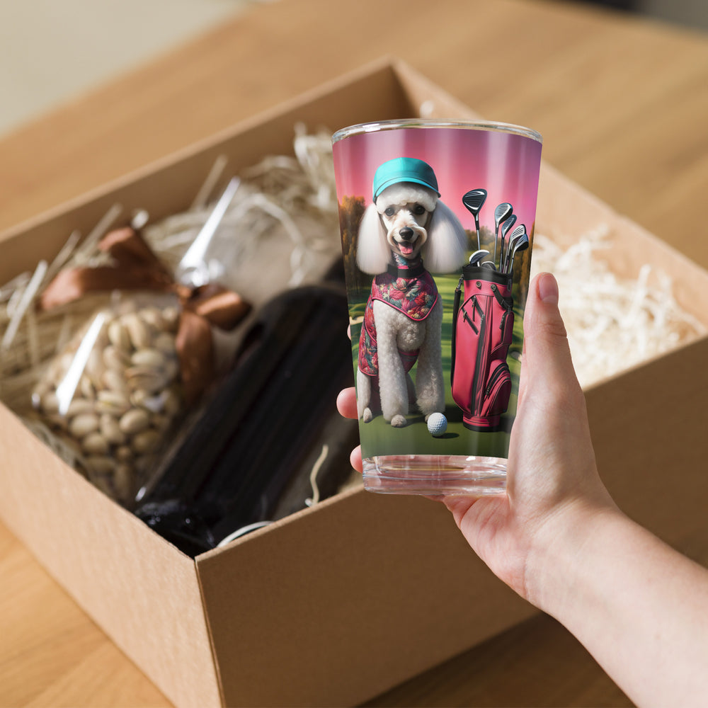Poodle Golfer- Shaker Pint Glass v5