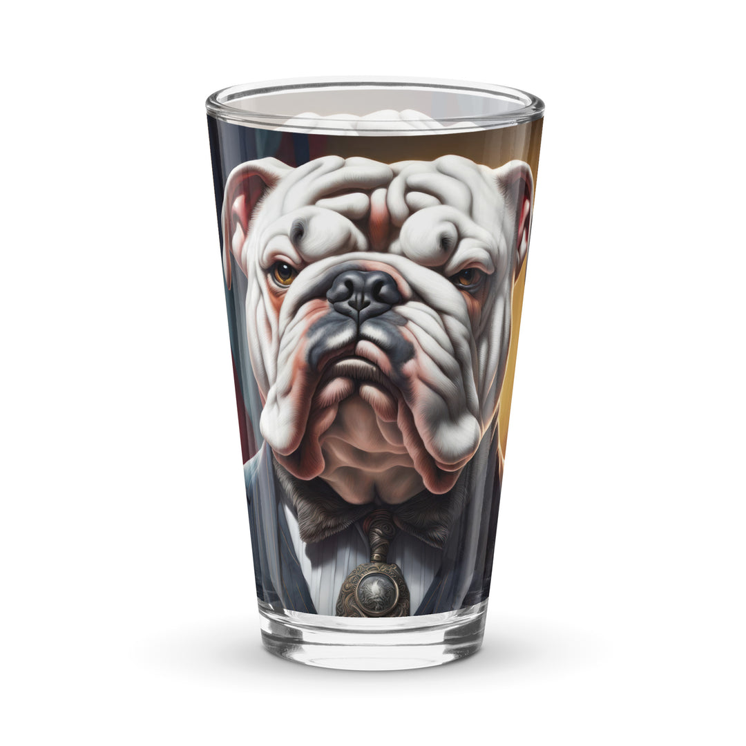 Bulldog Golfer- Shaker pint glass v4