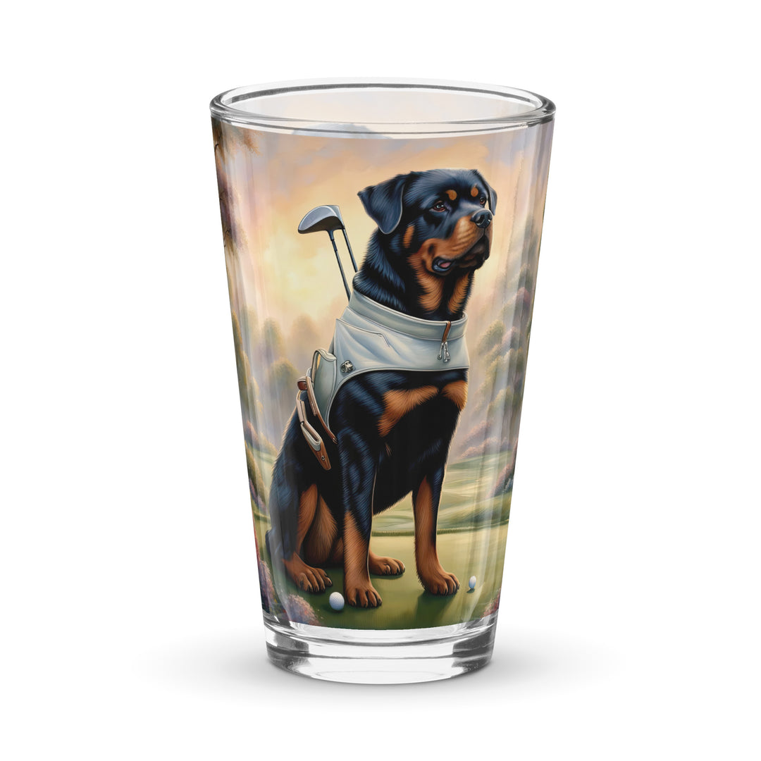 Rottweiler Golfer- Shaker Pint Glass v3