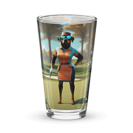 Rottweiler Golfer- Shaker Pint Glass v4