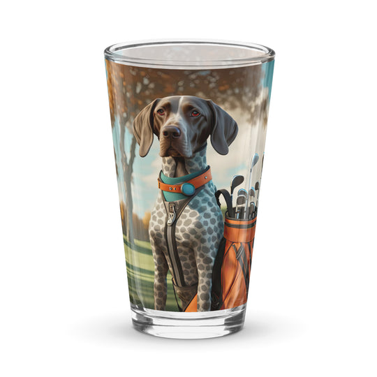 German Shorthaired Pointer Golfer- Shaker pint glass