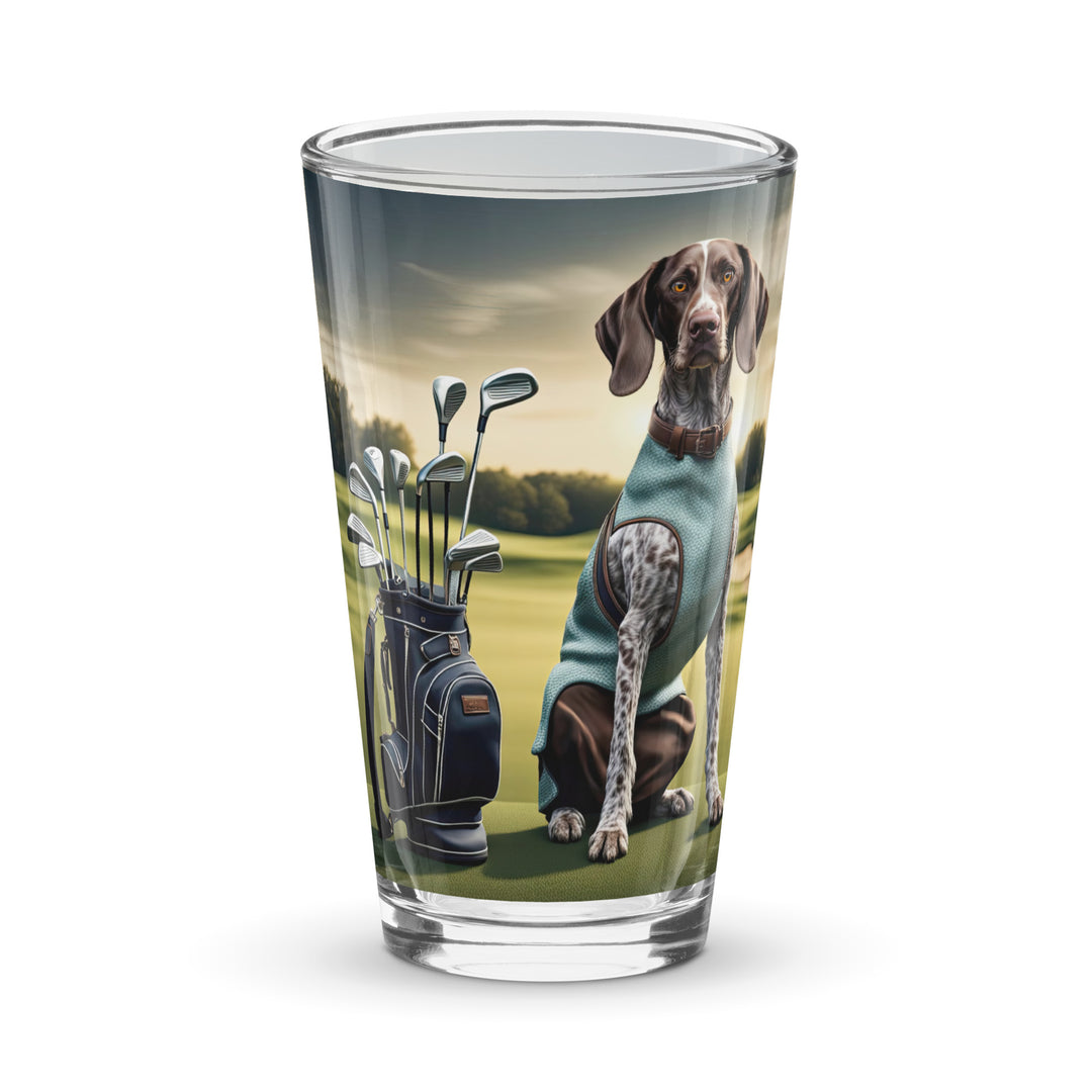 German Shorthaired Pointer Golfer- Shaker pint glass v2