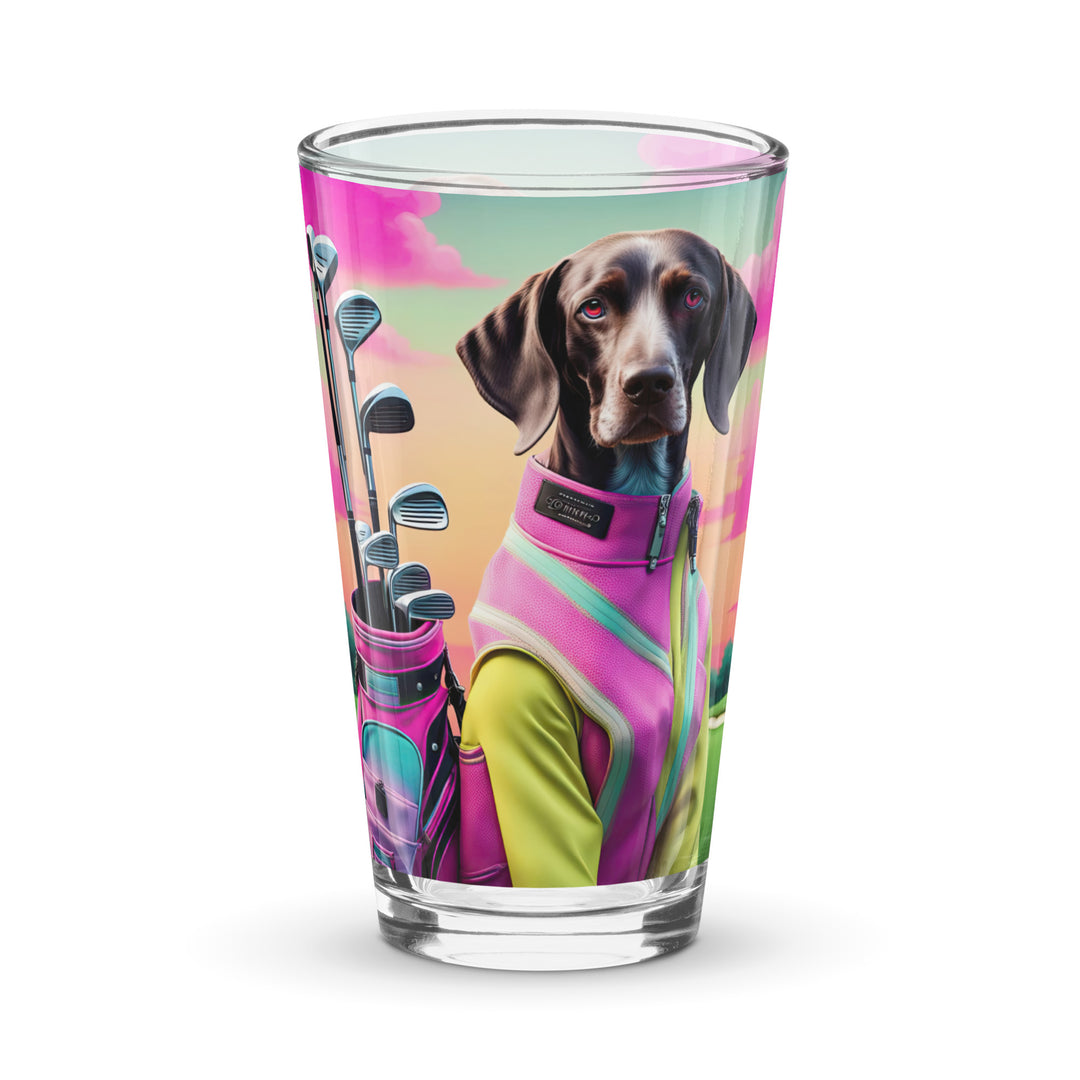 German Shorthaired Pointer Golfer- Shaker pint glass v3