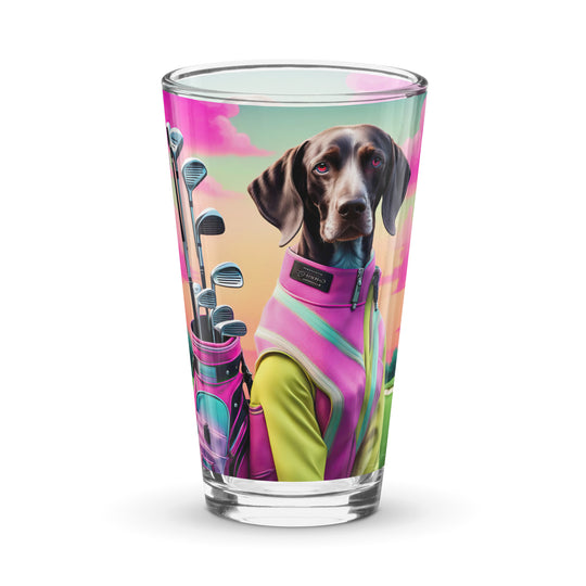 German Shorthaired Pointer Golfer- Shaker pint glass v3