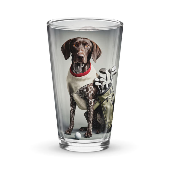 German Shorthaired Pointer Golfer- Shaker pint glass v4