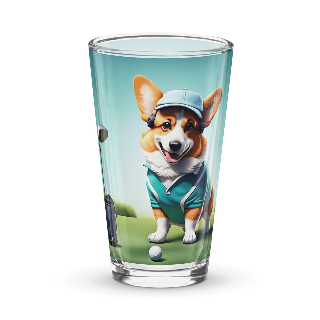 Pembroke Welsh Corgi Golfer- Shaker pint glass