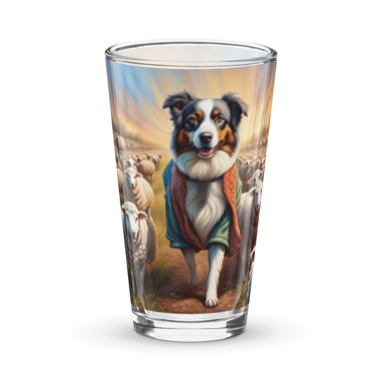 Australian Shepherd Golfer- Shaker pint glass v3