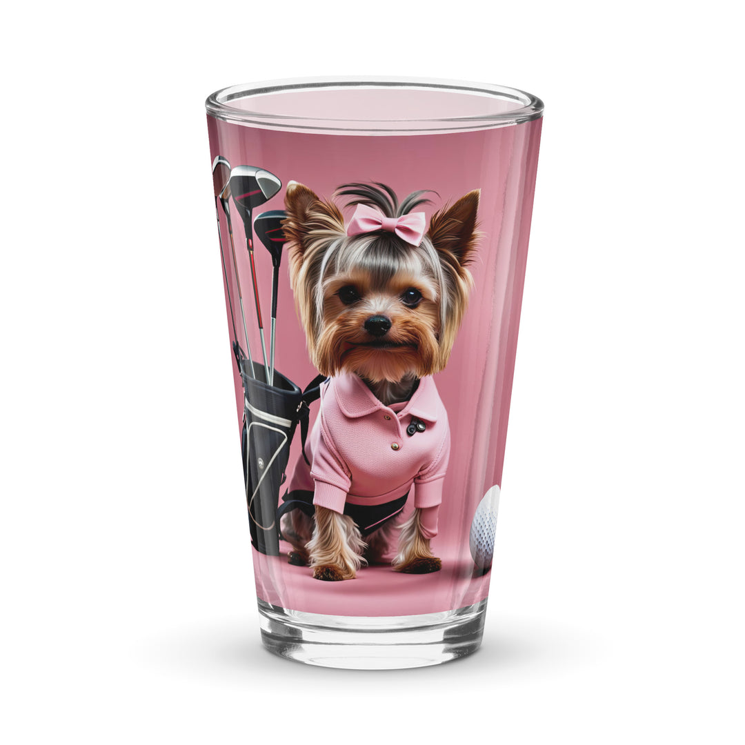 Yorkshire Terrier Golfer- Shaker pint glass