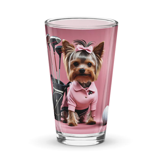 Yorkshire Terrier Golfer- Shaker pint glass