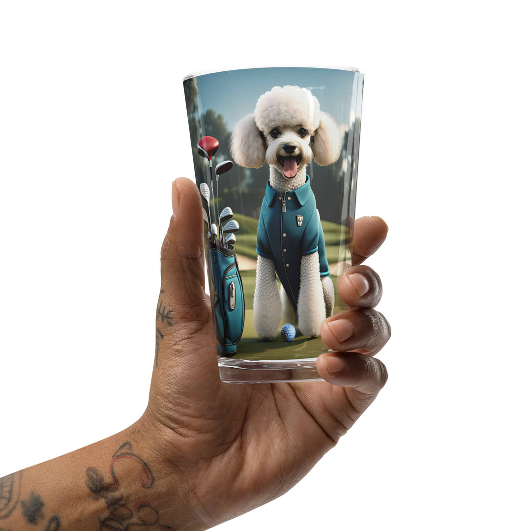 Poodle Golfer- Shaker Pint Glass