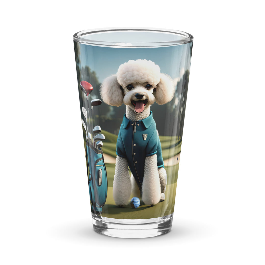 Poodle Golfer- Shaker Pint Glass